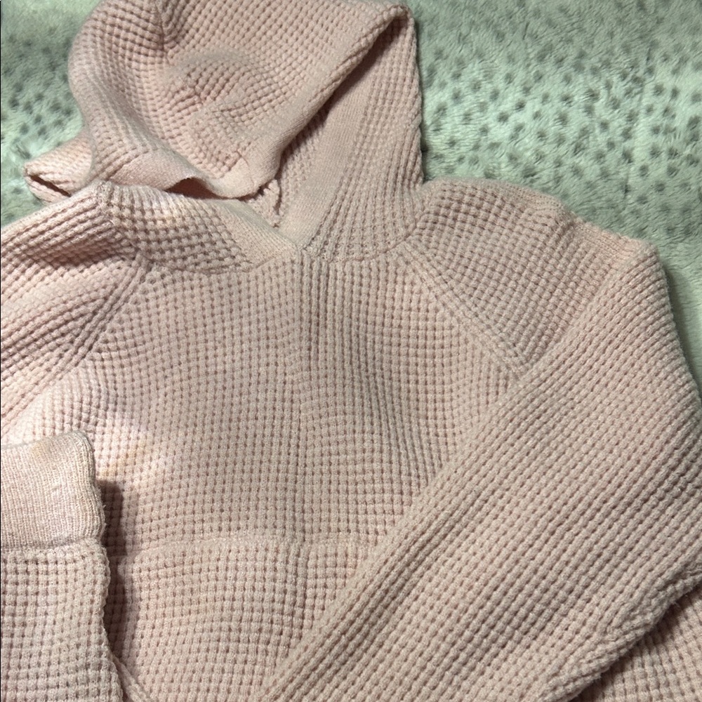 Celebrity Pink Waffle Knit Hoodie - Light Pink